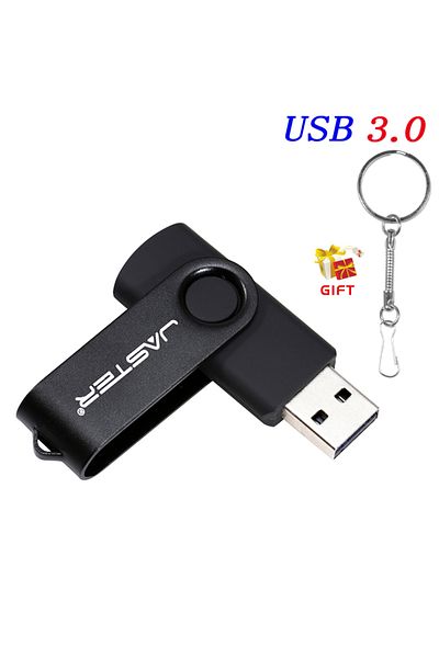 Choice محرك أقراص فلاش USB 3.0 ملون أسود سعة 64 جيجابايت محرك أقراص USB 3.0 قابل للدوران سعة 64 جيجابايت ذاكرة فلاش USB سعة 32 جيجابايت سلسلة مفاتيح سوداء