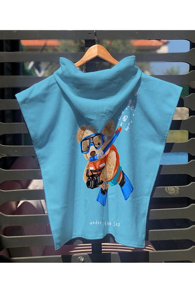 milroma Teddy Pattern Digital Printed Cotton Poncho Towel 60X60 cm