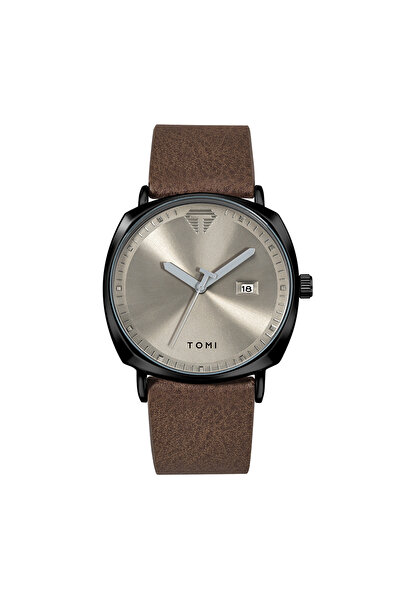 Choice ساعة تومي للرجال باللون البني والأسود، ساعة رياضية بسيطة، تقويم، جلد، كوارتز، كاجوال