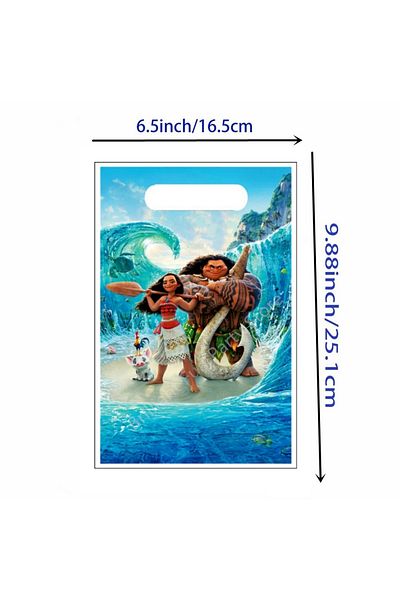 Miniso 10pcs Gift Bags Moana 2 Party Favor Birthday Party Gift Stickers Silicone Bracelet Cake Topper Goody