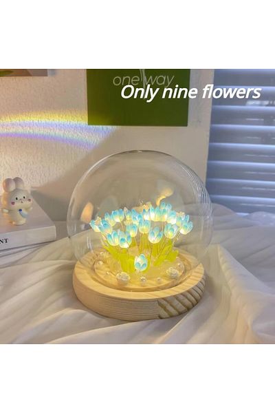 Choice 9 Pcs Flower Blue LED DIY Handmade Mini Tulip Night Light Materials Cute Home Decor Birthday Gift Fo