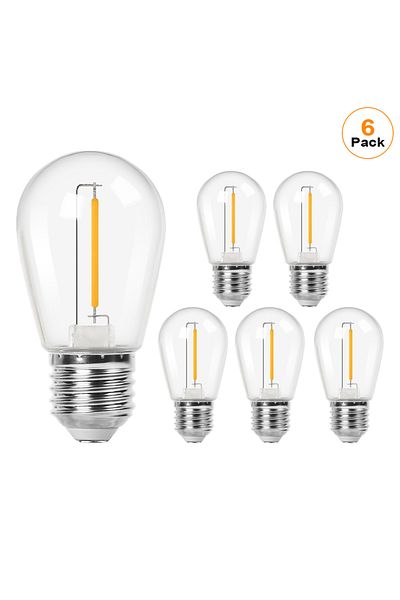 Choice 1W Yes E27 220V 6Pack S14 1W LED String Light Bulbs Equal to 11W E27 Base Vintage Edison Plastic Wat