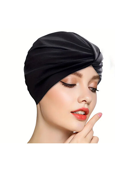 Choice قبعة سباحة سوداء مقاس واحد مضادة للانزلاق للشعر الطويل والمجعد والكثيف والضفائر - مثالية للشاطئ