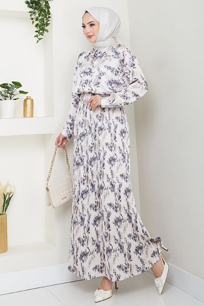 InStyle Σατέν Ανθρακί Πλισέ Σετ με Φούστα