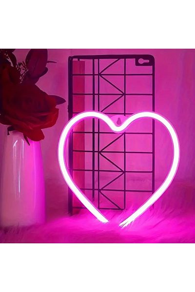 Choice pink 1pc USB Atmosphere Led Neon Light Sign Heart Shape Wall Mounted Night Light For Valentine's Day