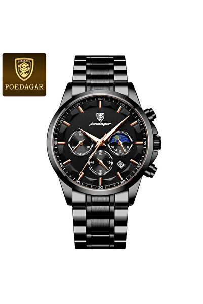 Choice ساعة يد رجالية فاخرة من POEDAGAR طراز 928 Black Black S، مقاومة للماء،...