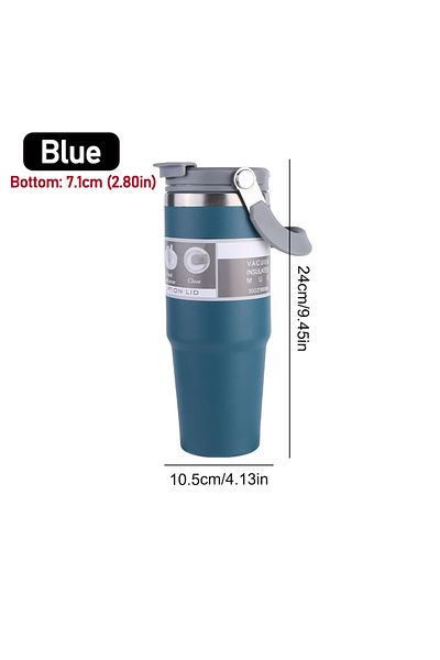 Shunmaii Blue 30oz Vacuum Insulated Cup with Handle Double-Layer Insulated Cup Stainless Steel Sports Water B