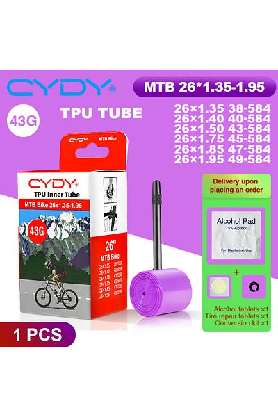 Choice 26x1.35-1.95 1PC 43g CYDY TPU Tube MTB 26 27.5 Bike Inner Camera 26/27.5x1.35 1.4 1.5 1.75 1.85 1.95