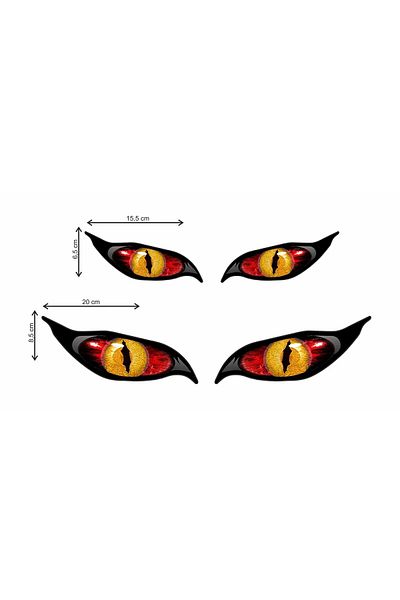 Quun Fard de pleoape Monster Eyes, Capotă, Bara de protecție, Mașină, Motocicletă, Cască, Laptop, Parbriz 4 buc.