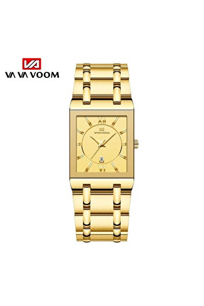 Choice ساعة رجالية للأعمال 2431-JJ بتصميم بسيط وعصري فاخر مستطيلة الشكل من الفولاذ المقاوم للصدأ باللون الأسود والذهبي