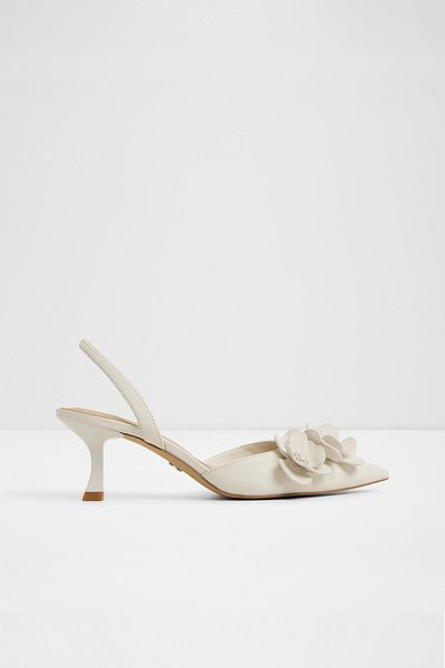 Aldo Leilanıa - Women's Leather White-Ecru Thin Heeled Shoes