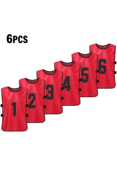 Choice 6pcs Red 6PCS/2PCS Adults Soccer Pinnies Quick Drying Football Team Jerseys Youth Sports Scrimmage S