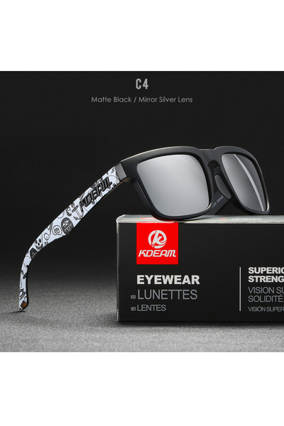 Choice C4 Mirrored Silver KDEAM 2022 Square Men's Polarized Sunglasses Outdoo...