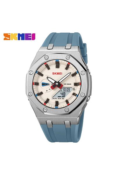 Skmei silver-light blue SKMEI 2243 Men's Watch Student Electronic Watch Multi functional Sports Waterproof