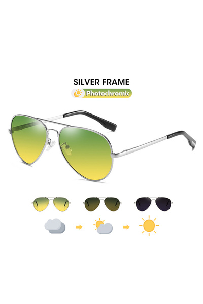 Choice Original Silver frame Photochromic Sunglasses Men Polarized Aviation D...
