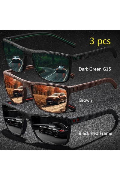Choice G15-Brown-BlackRed 3Pieces Vintage Check Pattern Sunglasses For Men Wo...