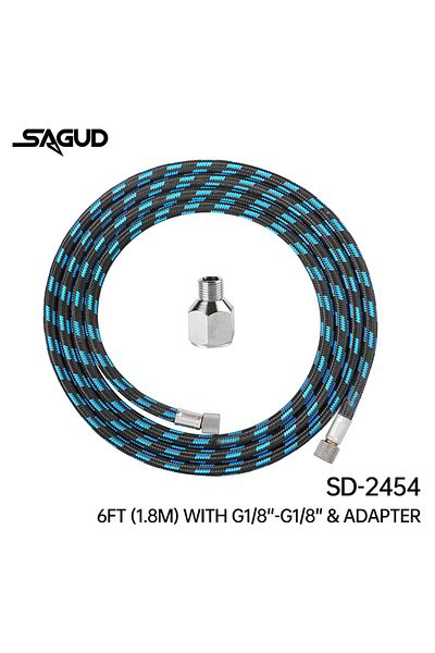 Choice SD-2454 Airbrush Hose 1/8"3m Nylon Braided Air Hose with Standard 1/8"-1/4“ Adaptor For Air Compress