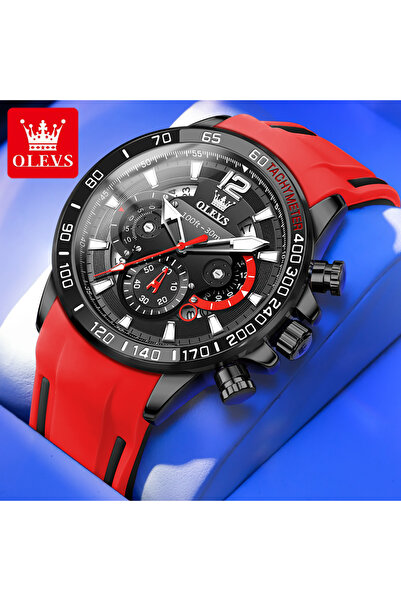 Choice نعم ساعة OLEVS 9936 للرجال باللون الأحمر والأسود من العلامة التجارية ا...