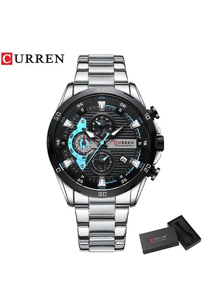 Curren silver box CURREN Stainless Steel Watches for Mens Creative Fashion Luminous Dial with Chronograph C