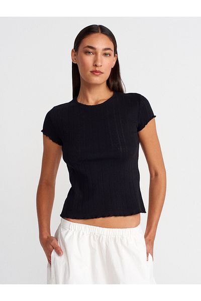 Dilvin 31834 Short Sleeve T-Shirt-Black