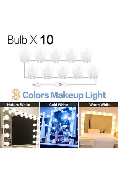 Heinast 1PC 3 colors LED Makeup Mirror LED Light Bulbs Vanity Lights USB 12V Bathroom Dressing Table Lightin