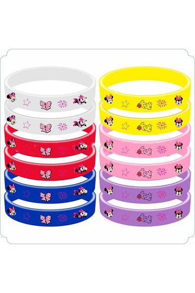 Miniso 12pcs Bracelet B Mickey Minnie Party Favors Party Gift Bag Fillers Slap Bracelets Stickers Stamps He