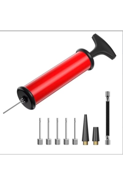 Choice مجموعة واحدة من مضخة الكرة المنفاخة باللون الأحمر مع إبر ومحول صمام لم...