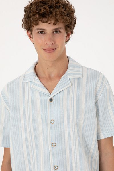 U.S. Polo Assn. Men's Light Blue Knitted Shirt 50306895-Vr003
