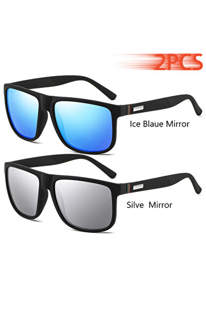 Choice نظارات شمسية مربعة أنيقة باللون الأزرق الجليدي والفضي للرجال والنساء، ...