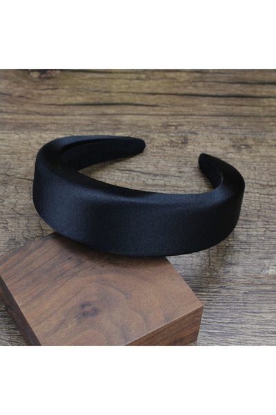 Choice Black 40mm Wide Padded Satin Hairbands Solid Color Thicker Simple Head...