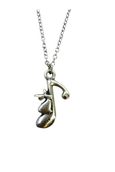 Herşey Nota Metal Music Note Necklace – Unisex Zamak Plated 60 cm Chain
