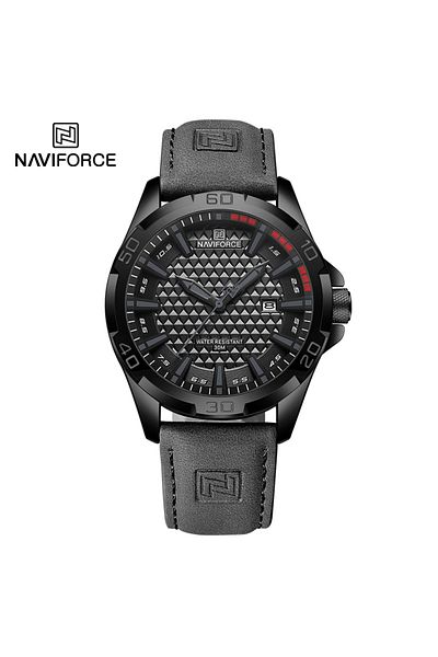 Naviforce Dark Gray Men's Military Sport Watch - Waterproof Quartz With Calendar & Leather Strap