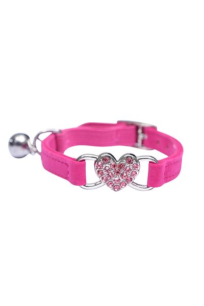 Choice Purple pink Heart Charm and Bell Cat Collar Safety Elastic Adjustable with Soft Velvet Material 8 Co