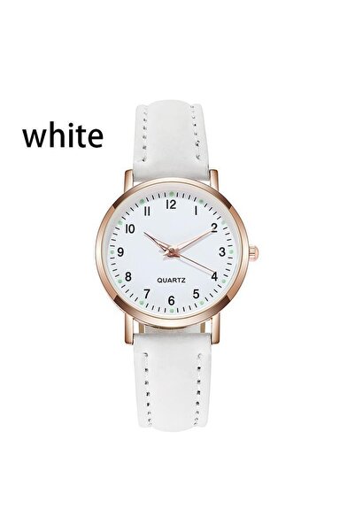 Choice No WHITE Ladies Diamond-studded Luminous Retro Female Watch Leather Be...
