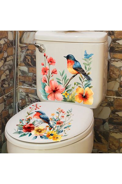 Choice ACC33255AB 2PCS DIY bathroom sticker bird flower design for bathroom water tank decoration toilet st