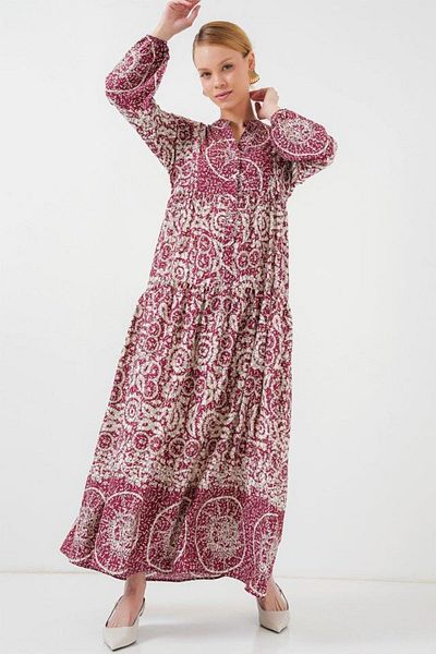 Aymood 2423 Φόρεμα Hijab με αυθεντικό σχέδιο - E. Fuchsia