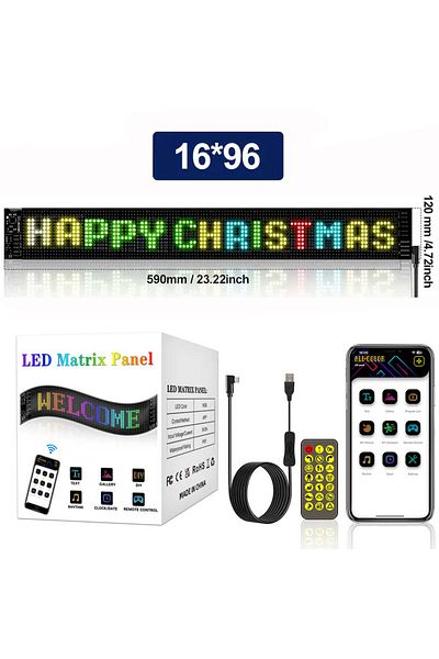Choice 1pcs 16x96 LEDs 12x60CM Dynamic Devil's Eye Truck Windshield Scrolling Advertising LED Car Sign RGB