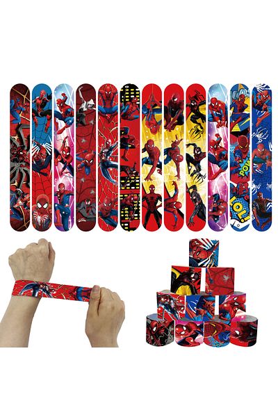 Miniso 12pcs Spiderman A 12pcs Stitch Spiderman Slap Bracelets Birthday Gifts Party Favor Frozen Princess T