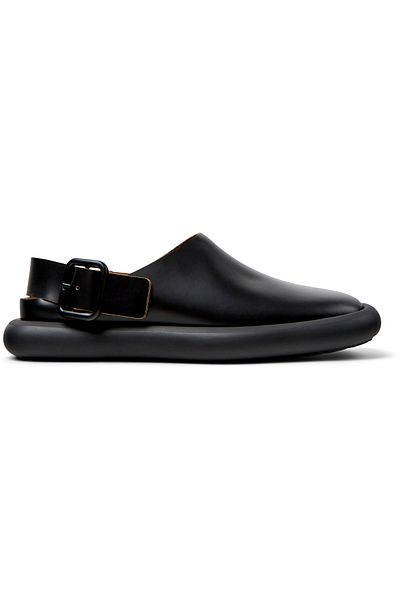 CAMPER Black Genuine Leather Women’s Sandals with Soft Sole & Adjustable Hook And Loop Straps Onda
