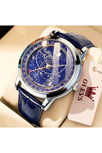 Choice Silver OLEVS 9923 Men's Watches Moon Phase Automatic Mechanical Watch ...