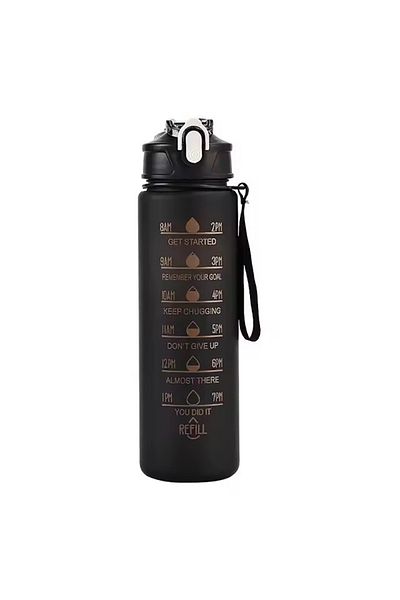 Choice Black Gold 700ml Sports water Bottle High Temperature Resistant Graduated Straw Cup Rainbow Frosted