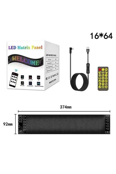 aiopp 16x64 LEDs 9x37CM LED AD Display Screen Message Scrolling Sign Board Ultra-thin Soft Flexible Adver