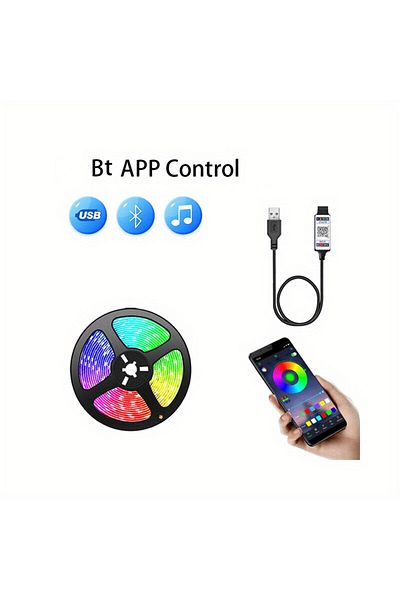 Choice Bluetooth Control-1m 1M/3M/5M 5050 RGB Led Strip Lights Smart Application Remote Color Changing For