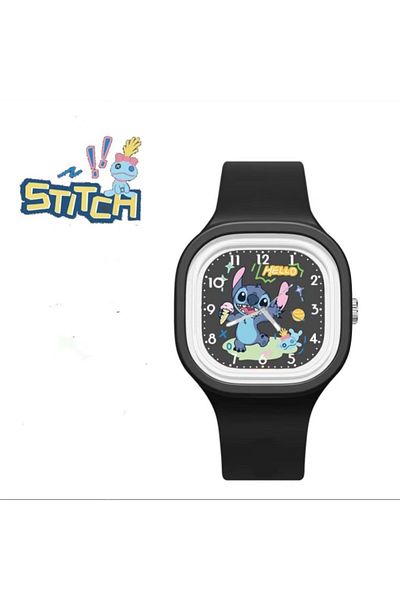 Miniso Stitch black Kawaii Anime Disney Watch Lilo & Stitch Children Watchs Sports Silicone Watch Cartoon