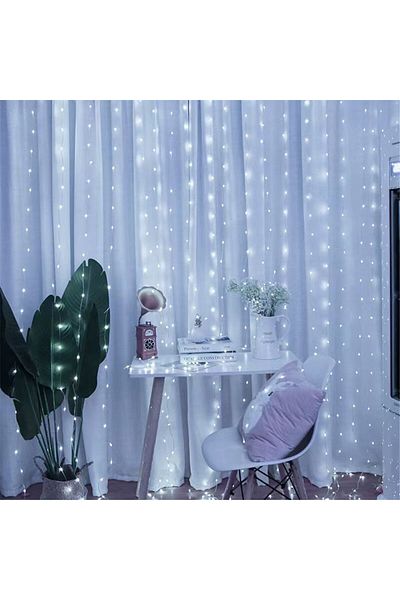 Choice 3MX1M 8 mode-Remote White Curtain Light LED Indoor/Outdoor Waterproof 300leds Garland Decoration Str