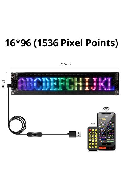 Choice 16x96 LEDs 12x60CM Scrolling Advertising LED Sign Panel Bluetooth App Control Logo Light Customize T