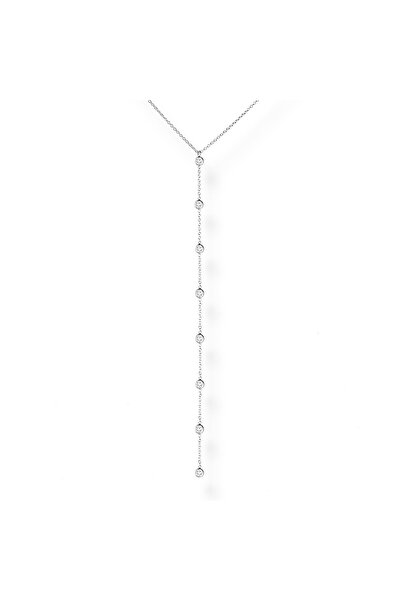 Joy of Jade Naomi Taşlı Y Kolye, 18 Ayar Rodyum Kaplama