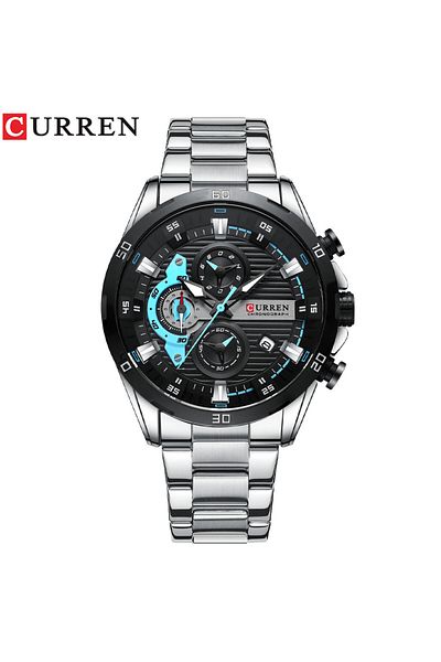 Curren silver CURREN Stainless Steel Watches for Mens Creative Fashion Luminous Dial with Chronograph Clock