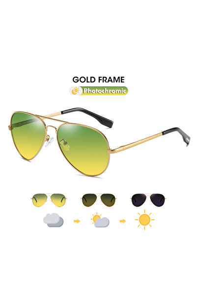 Choice نظارات شمسية أصلية بإطار ذهبي للرجال، نظارات مستقطبة للرؤية الليلية وا...