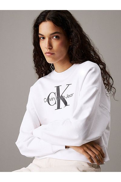 Calvin Klein Mikina Franco Terry RLXD CR - LS Monologo Cut